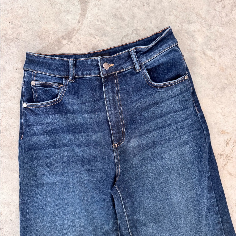 Well Worn Wide Leg High-Rise Jeans in Dark Blue Wash Size 8 - Picture 2 of 7